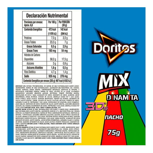 Botana Sabritas Doritos Mix Queso (10 Piezas De 75 Gr. C/u).