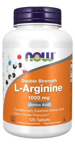 L-arginina 1000mg Now Foods L-arginine 120 Tablets Sabor Sem sabor