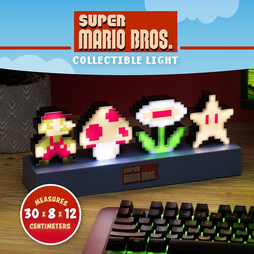 Paladone Super Mario Bross Icons Light Lampara Simbolos Azul Acero