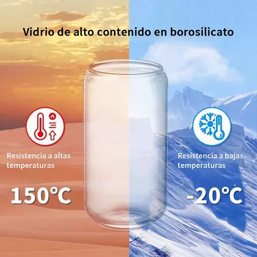 Vasos De Vidrio Con Tapa De Bambú Tapioca Popote Ecomlab 4 Piezas