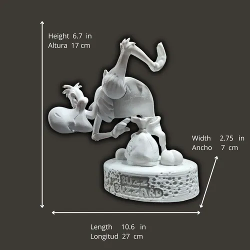 Buzz Buzzard (pajaro Loco), 17cm De Alto, Color Blanco