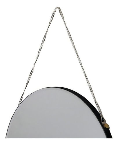Espelho circular decorativo moderno de 30 cm com alça suspensa, moldura preta
