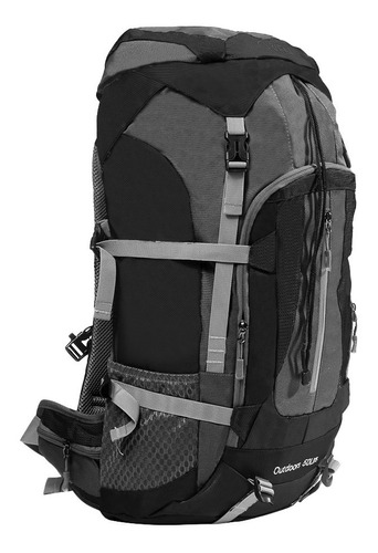 Mochila trekking/camping Owen WMI10053 color negro diseño lisa 50L