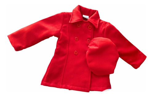 Abrigo Rojo Para Niña Con Boina