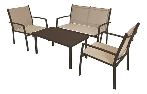 Set De Living Fravega Home 4 Piezas En Acero Y Textilene ... - imagen 1