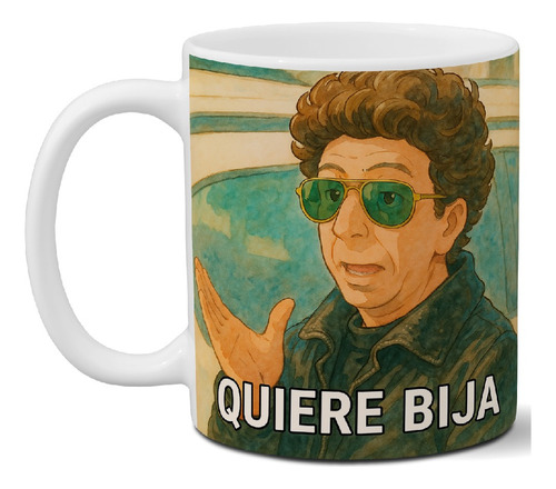 Taza De Cerámica Capusotto - Quiere Bija - Est. Ghibli - Blanco Capusotto