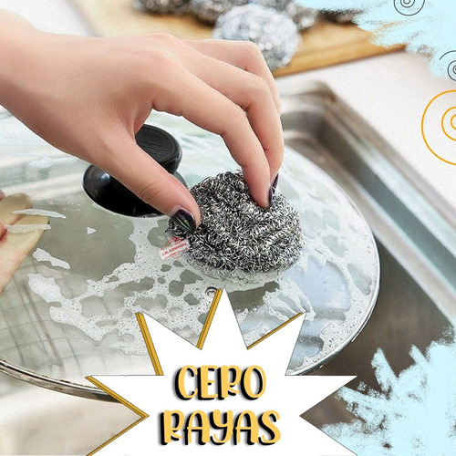 Imagen 4 de 6 de Set 4 Fibra Metalica Espiral Mini Para Trastes Cocina
