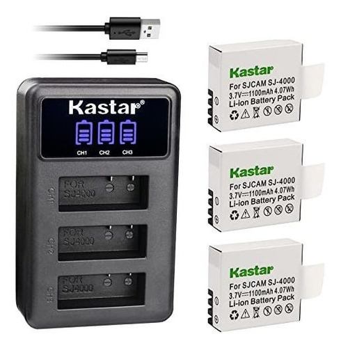 Videocámaras - Paquete De 3 Baterías Kastar Y Cargador Dual 