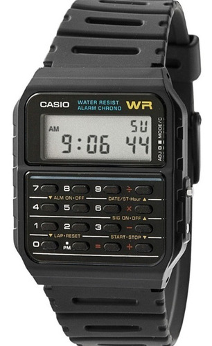 Reloj Casio Ca53 1z Unisex Calculadora Correa Resina Full Fondo Negro CA-53W-1Z