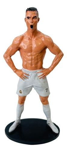 Boneco Jogador Futebol Cristiano Ronaldo Estátua Resina 19cm