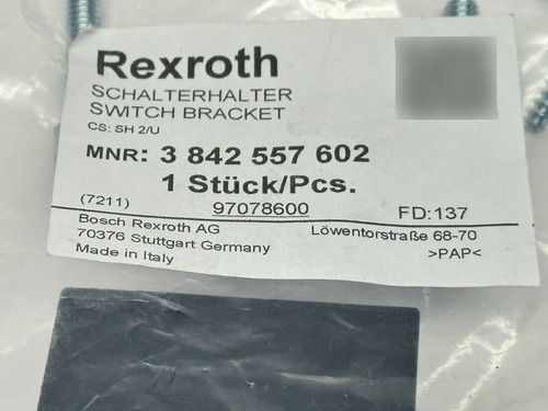 Bosch Rexroth 3842557602 Switch Bracket Sh 2/u Zzz