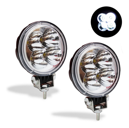 Faros Hyper 4 Led. Redondo 3  12w C/base 2pzs Meses S/i