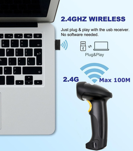 Escáner De Código De Barras Inalámbrico 1d Usb 2.4g