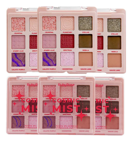 6 Paleta De Sombras Cosmic Mist Hbe2204 Ruby Rose Atacado