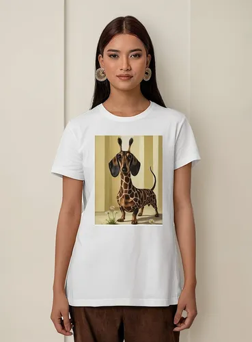Polera Estampada Mujer Cx Salchicha Perro Jirafa Flores