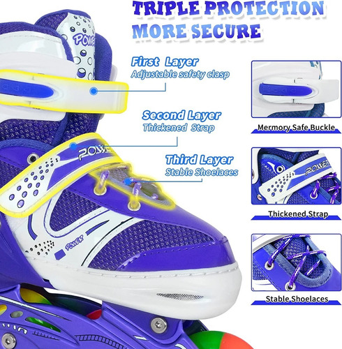 Imagen 3 de 8 de Patines En Línea Ajustables Con Ruedas Iluminadas
