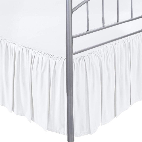 Queen Size, White Solid - Falda De Cama Con Volantes Con Esq