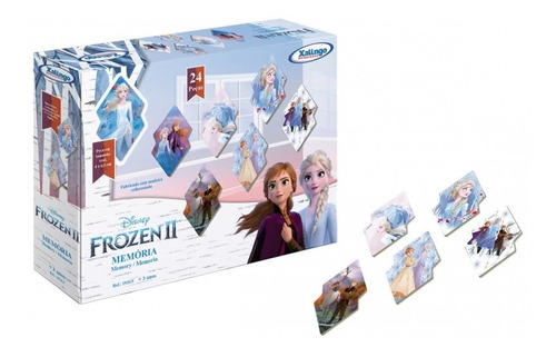 Imagem 1 de 1 de Jogo Da Memória Frozen Disney 24 Peças Infantil Xalingo
