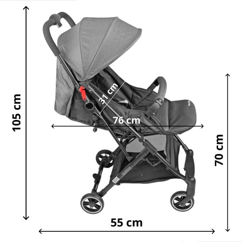 Carrinho De Bebê Compacto Premium Bag Prime Baby Preto