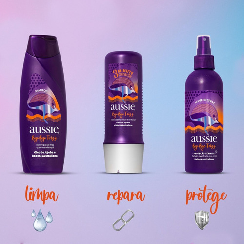 Kit Aussie Bye Bye Frizz Maciez Shampoo 180ml+3 Min 236ml