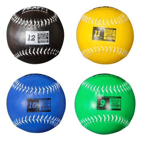 Play 9 Softball Con Peso Para Lanzamiento (juego De 4 Cueros