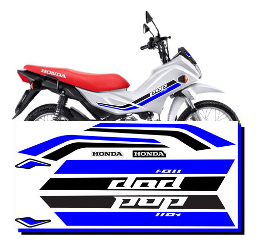 Kit Adesivos Faixas Honda Pop 110i Várias Cores 2015 - 2023