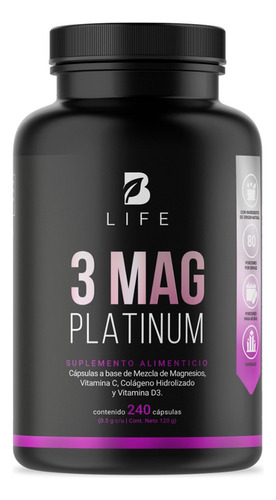 Mezcla De Magnesios De 240 Cápsulas 3 Mag Blend Platinum B Life