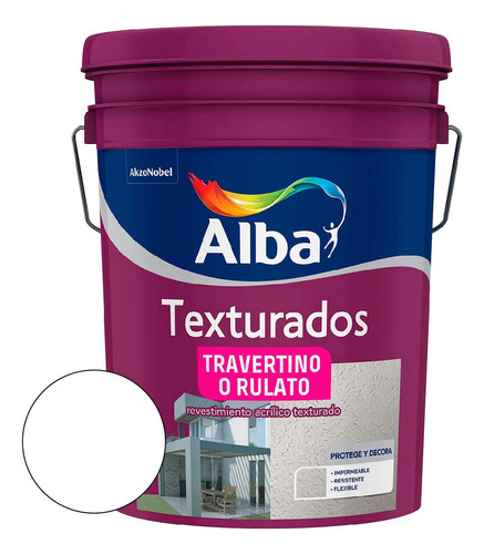 Alba Revestimiento Color Blanco 30kg Texturado Fino Travertino/rulato 