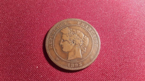 Moneda Francia 10 Cent. 1893 Bronce - Mb 