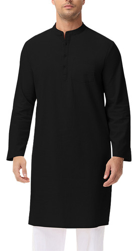 Camisas, Bata Kurta India De Algodón Y Lino, Bata Larga Para