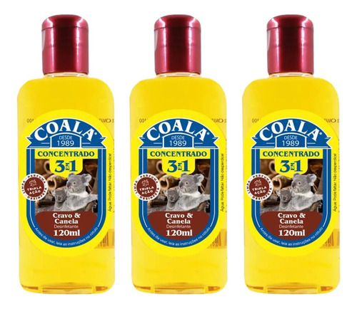 Kit 3 Coala Desinfetante Concentrado Cravo E Canela 120ml