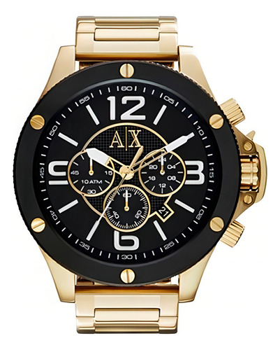Relógio Masculino Dourado Armani Exchange Ax1511 Original Cor do fundo Preto