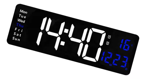 Reloj de pared digital LED de gran tamaño de 15 pulgadas, pantalla grande  con fecha de temperatura interior, fecha y día de la semana, reloj  eléctrico