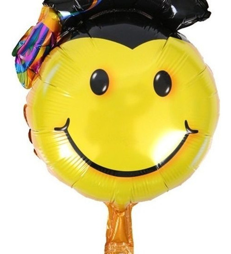 2 Globos Metalizadoss Emoji Egresado  De 35 Cm Sin Soportes