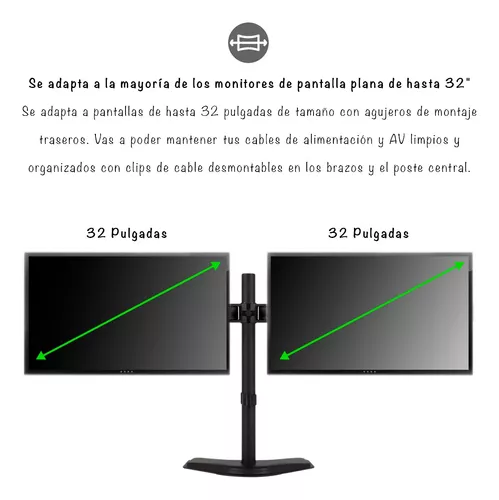 Soporte de pantalla plana, TV, monitor - Pié de sobremesa para 2 pantallas  - Todo Pantalla