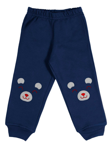 Calça Infantil Menino Moletom Inverno Quente Urso Marinho