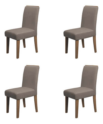 Conjunto 4 Cadeiras Estofada Sala De Jantar Nova York Mascavo Estrutura Da Cadeira Cedro