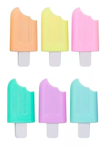 TINGLI Canetas marca-texto, 6 peças fofas mini caneta-texto Kawaii desenho  de sorvete em forma de sorvete fluorescente para escola, escritório,  artigos de papelaria