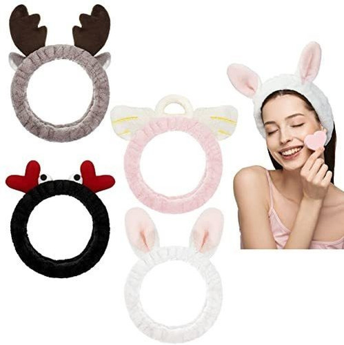Chuangdi 4 Piezas Animal Ear Spa Maquillaje Headband N57vr