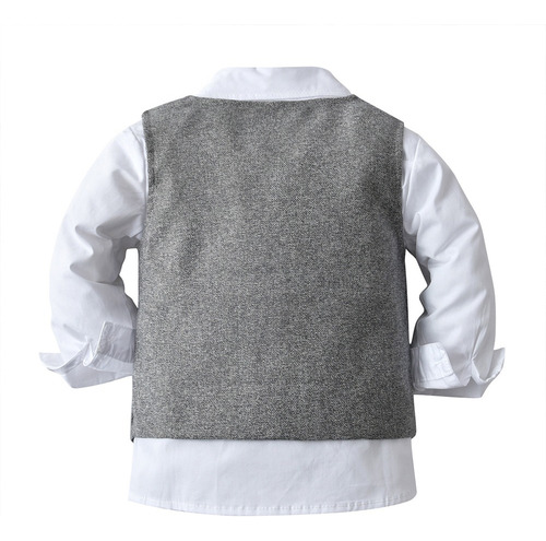 Conjunto Formal Para Niños Ropa De Fiesta Moño Niño Gris Oscuro 6-12 Meses