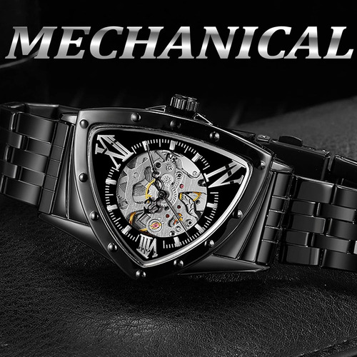 Reloj Forsining, Forma De Triángulo, De Acero Inoxidable