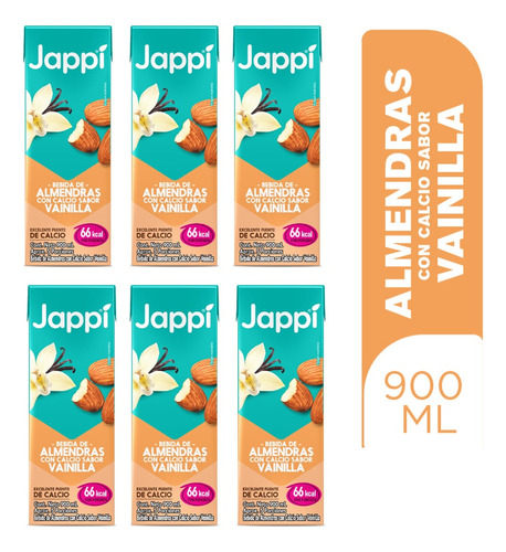 Jappi Almendra Vainilla 6x900ml - mL a $100