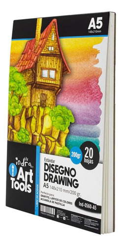 Block Libreta Disegno Drawing 148x210mm 200g Indra Dibujo