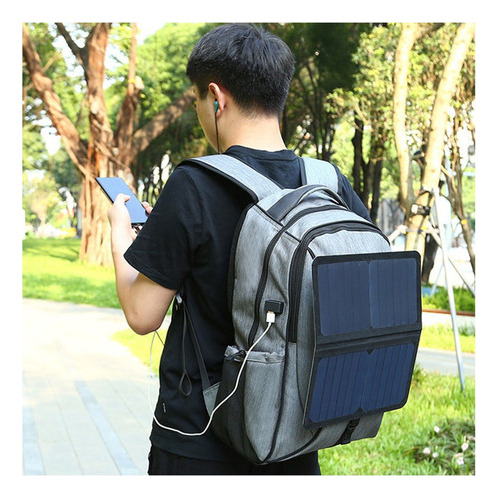 Mochila Solar Usb De 14 W, Mochila Portátil Con Panel Solar