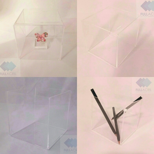 Caja Cubo Multiusos Acrílico 10x10cm 4 Unidades.