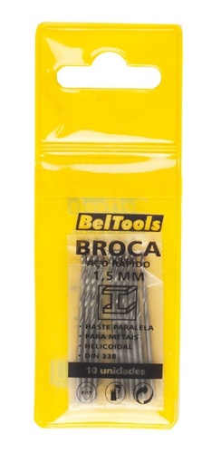 Imagem 3 de 7 de Kit C/ 10 Broca Aço Rápido 1,5mm Beltools