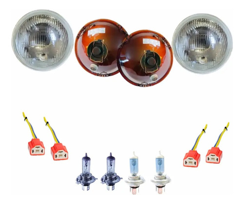 Faros De Vidrio T/bosch Datsun 620 + Focos De Halógeno 