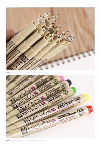 Imagem 7 de 10 de Kit 6 Caneta Nanquim Colorido 0.5 + 3 Water Brush
