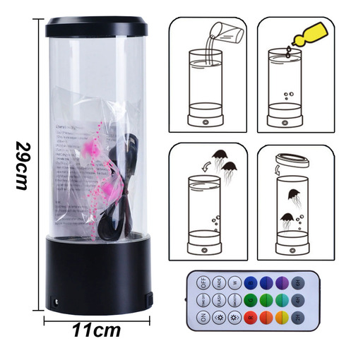 Lámpara De Medusas Led Lámpara De Escritorio Luz De Noche Pantalla Negro