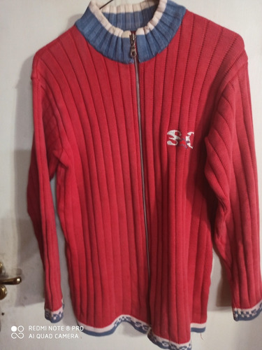 Campera Saco Abierto Hilo Rojo Scombro Cierre Cuello L Detal (Usado)